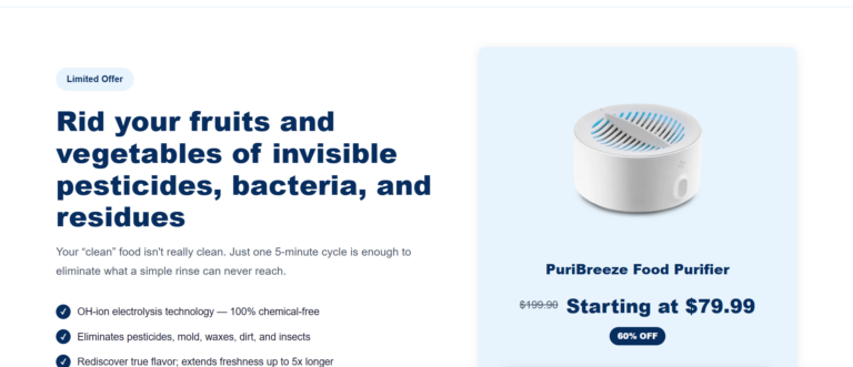 PuriBreeze Cleaner Reviews (2026): Scam or Legit Food Purifier?