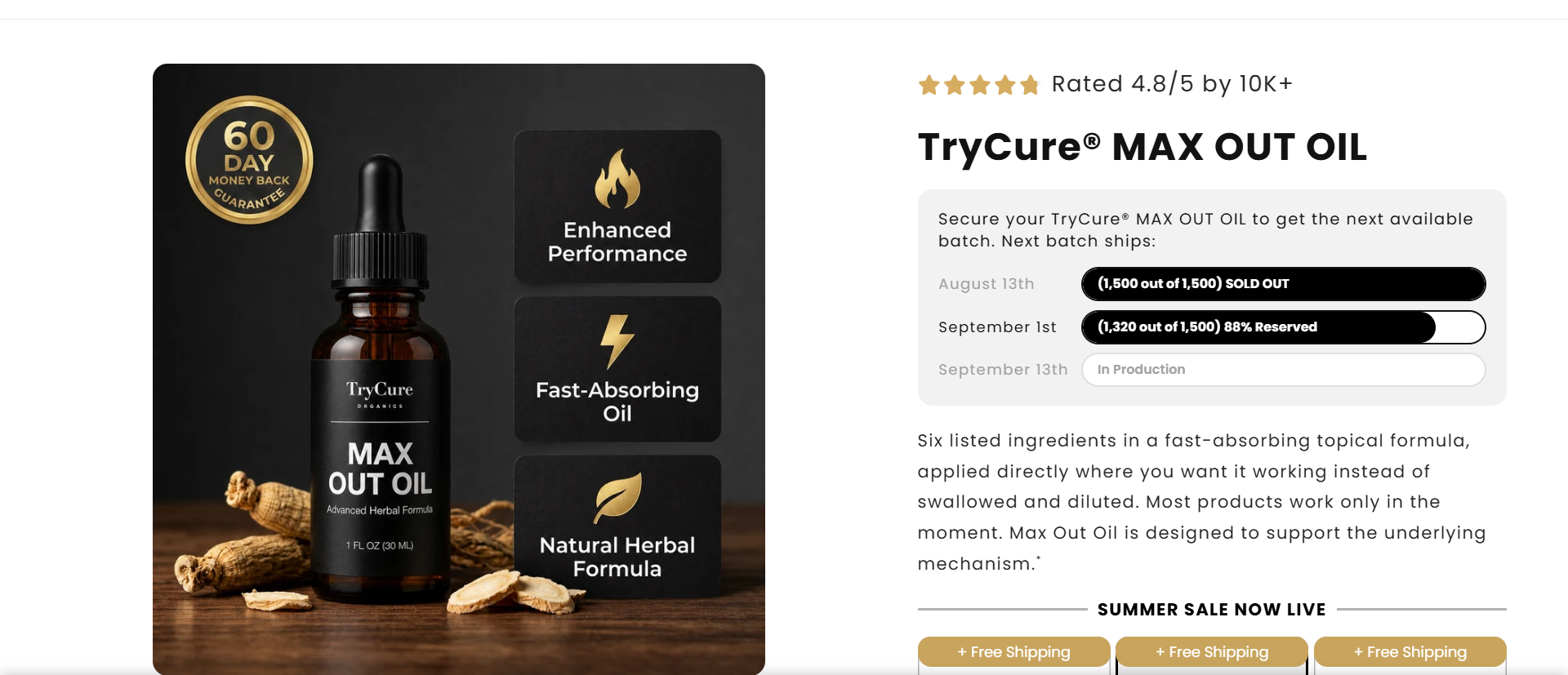 TryCure Max Out Oil